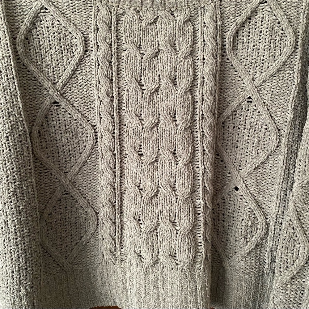 NWT Arizona Jean Company Olive Green Cable Knit Oversized Cropped Sweater XL - Picture 3 of 5